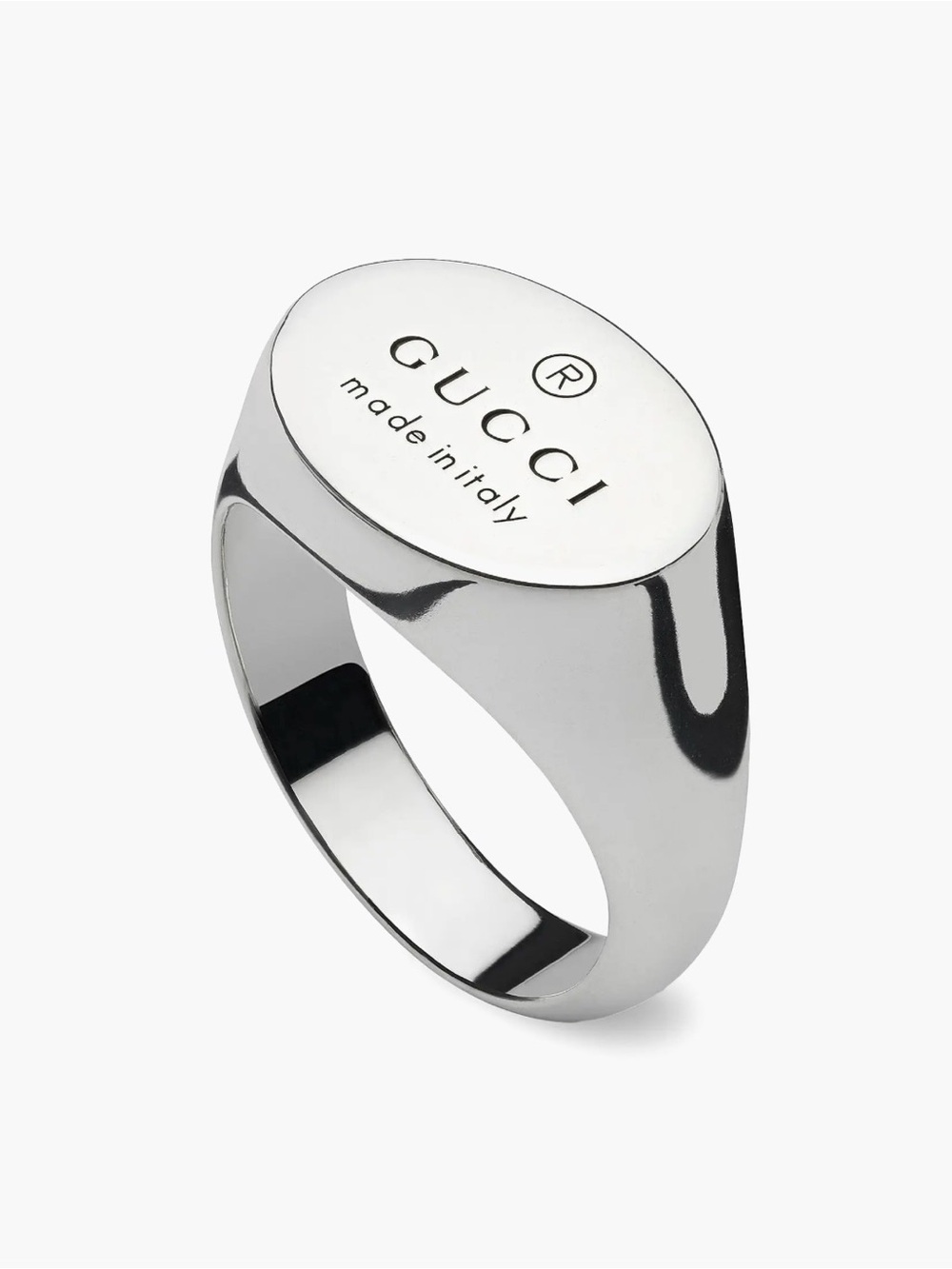 Gucci Trademark Sterling Silver Oval Signet Ringsize 10.5 - Picture 4 of 6